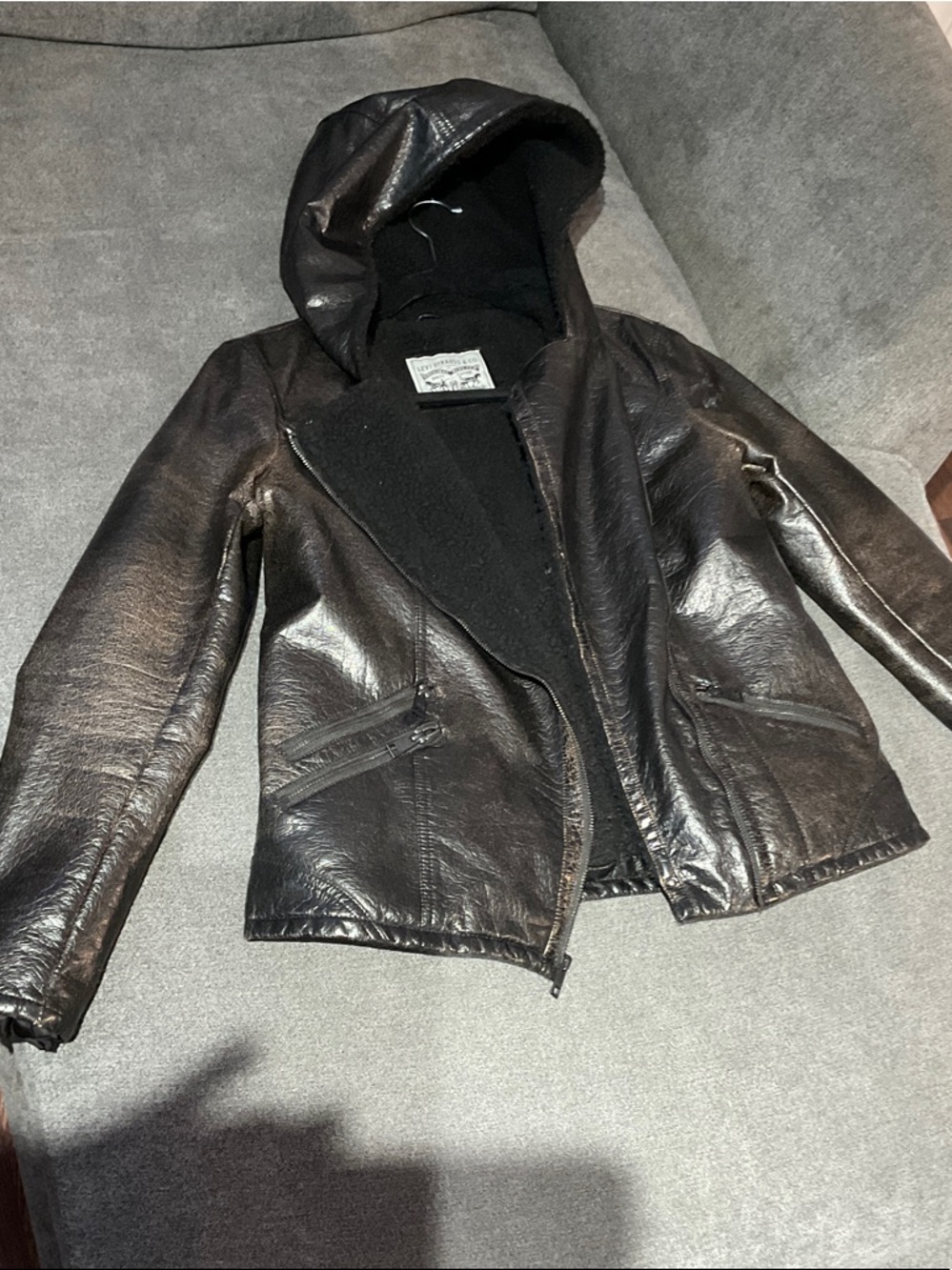 Levi's Black Faux Shearling-Lined Jacket small